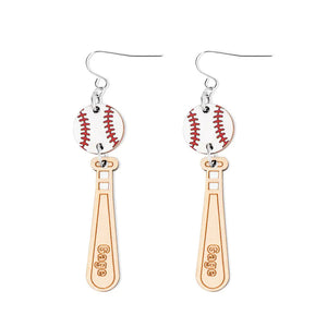 Personalized Name Baseball Earrings, Wooden Baseball Bat Jewelry, Softball Earrings, Gift for Sports Mom/Daughter/Baseball Fan