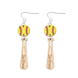 Personalized Name Baseball Earrings, Wooden Baseball Bat Jewelry, Softball Earrings, Gift for Sports Mom/Daughter/Baseball Fan