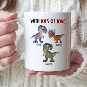 With Lots Of Love-Personalized Family Dad Mug,Gifts For Dinosaur Lover/Dad/Grandpa