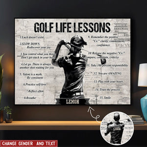 Personalized Golf Life Lessons Poster- Gift For Golf Lovers