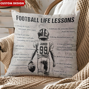 Personalized Kid Football Life Lessons Pillow-Gift For Young Football Lovers