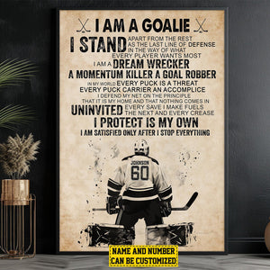 Personalized Hockey Goalie Player Poster-Gift For Hockey Lovers