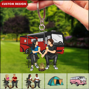 Camping Couple Making Memories One Campsite At A Time Personalized Keychain-Gift For Couple