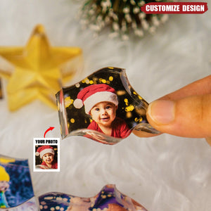 Custom Photo Xmas Tree With Memorable Year Moment - Family Christmas Decorations - Personalized Acrylic Photo Plaque 2024 New Release