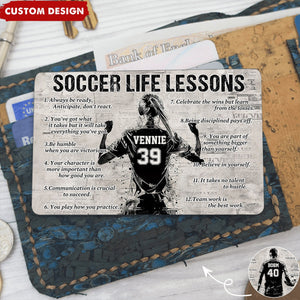 Personalized Soccer Life Lessons Wallet Card - Gift For Soccer Lovers