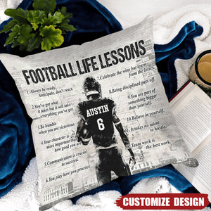 Personalized American Football Life Lessons Pillow-Gift For American Football Lovers