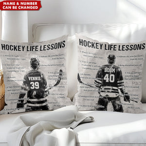 Personalized Hockey Life Lessons Pillow-Gift For Hockey Lovers