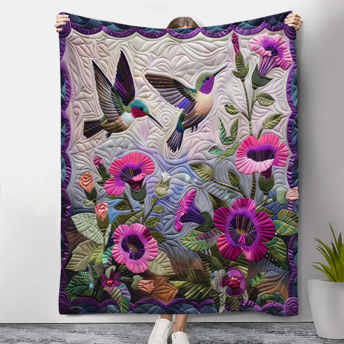 Purple Hummingbirds Blanket - Gift For Bird Lovers