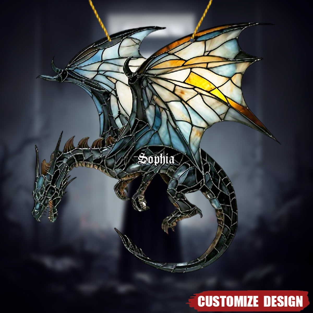 Gothic Dragon Personalized Window Hanging Suncatcher