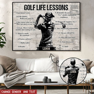 Personalized Golf Life Lessons Poster- Gift For Golf Lovers