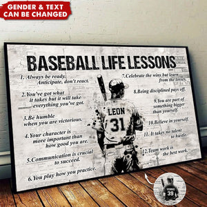 Personalized Baseball Life Lessons Poster - Gift For Baseball Lovers