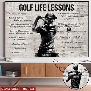 Personalized Golf Life Lessons Poster- Gift For Golf Lovers