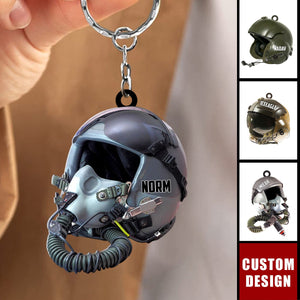 Personalized Military Flight Helmet Keychain