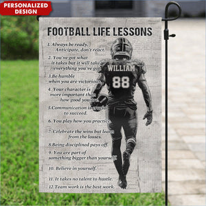 Football Life Lessons–Personalized Garden Flag-Gift For Football Lovers