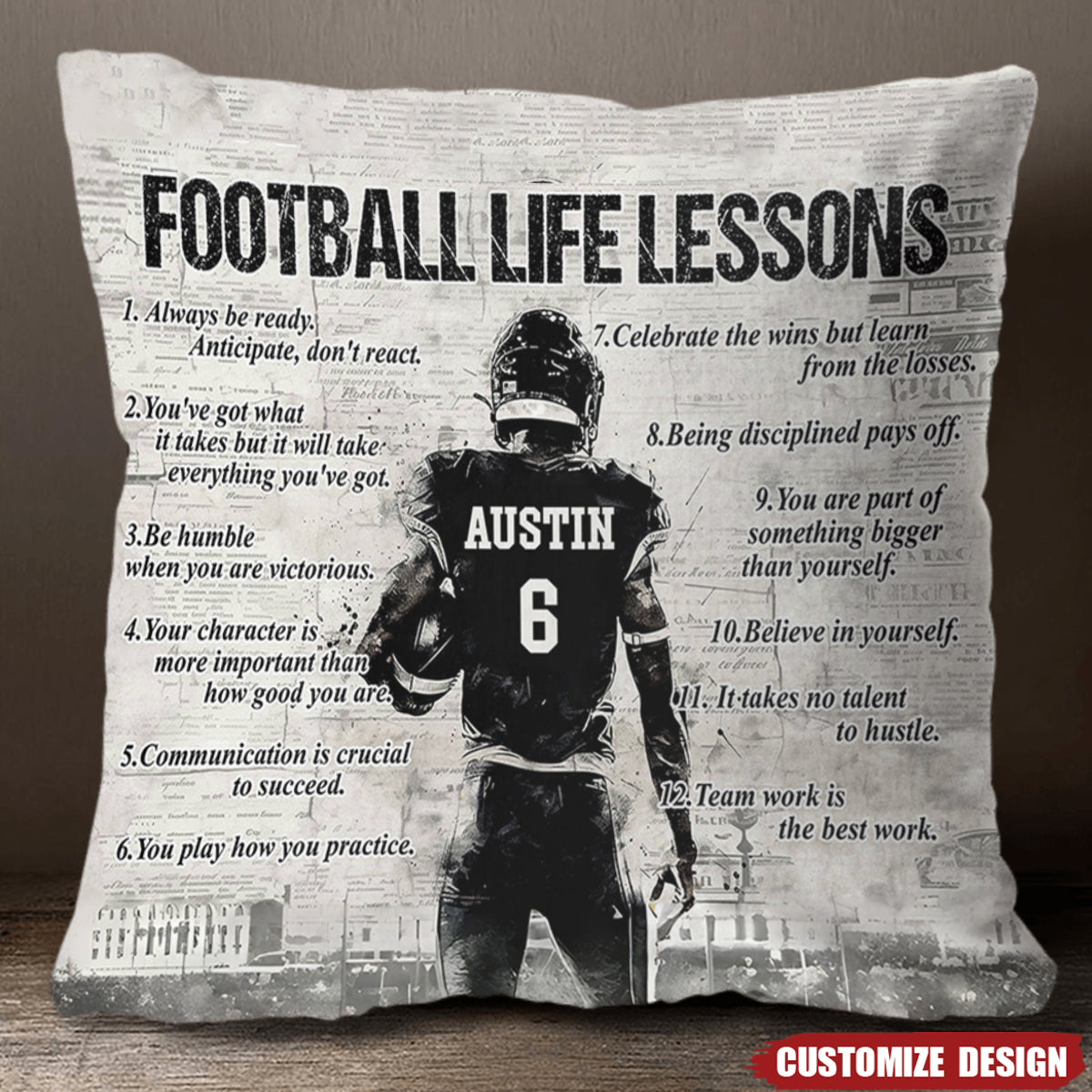 Personalized American Football Life Lessons Pillow-Gift For American Football Lovers