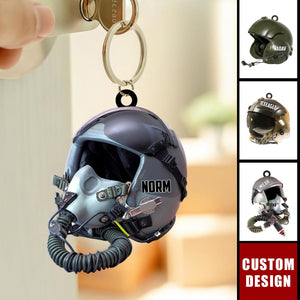 Personalized Military Flight Helmet Keychain