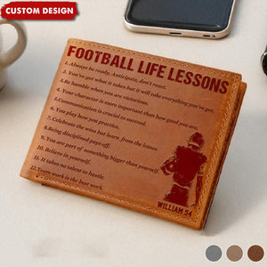 Personalized American Football Leather Wallet - Gift American Football Lovers