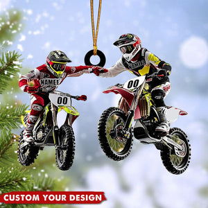 Personalized Motocross Racer Partner Christmas Ornaments Gift for Biker Lovers - 2024 New Release