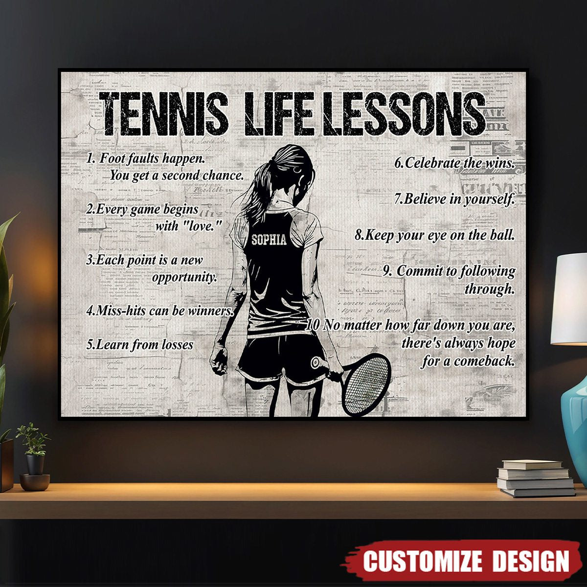 Personalized Tennis Life Lessons Poster- Gift For Tennis Lovers