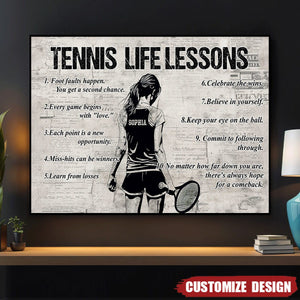 Personalized Tennis Life Lessons Poster- Gift For Tennis Lovers