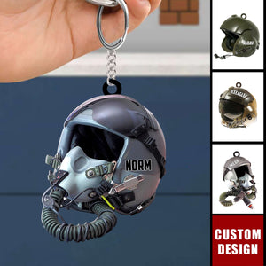 Personalized Military Flight Helmet Keychain