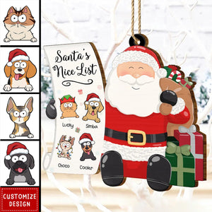 2024 New Release Santa's Naughty List Funny Christmas Cartoon Dogs Cats - Personalized Wooden Ornament