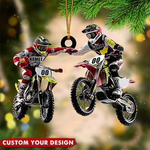 Personalized Motocross Racer Partner Christmas Ornaments Gift for Biker Lovers - 2024 New Release