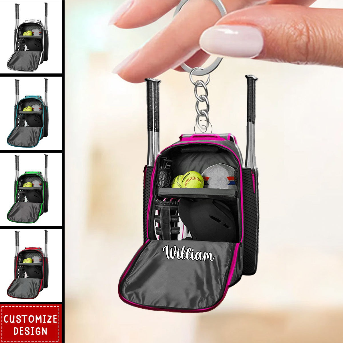 2024 New Release - Personalized Softball Backpack Acrylic Keychain