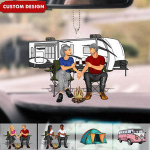 Camping Couple Making Memories One Campsite At A Time Personalized Car Ornament-Gift For Couple