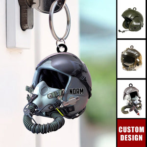 Personalized Military Flight Helmet Keychain