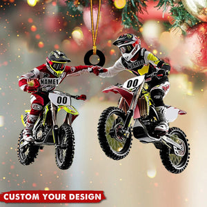 Personalized Motocross Racer Partner Christmas Ornaments Gift for Biker Lovers - 2024 New Release