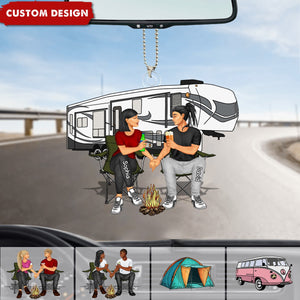 Camping Couple Making Memories One Campsite At A Time Personalized Car Ornament-Gift For Couple