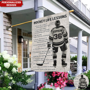 Hockey Life Lessons–Personalized Garden Flag-Gift For Hockey Lovers,Hockey Girls