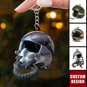 Personalized Military Flight Helmet Keychain