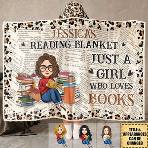 My Reading Blanket - Personalized Wearable Hooded Blanket - Gift For Book Lover