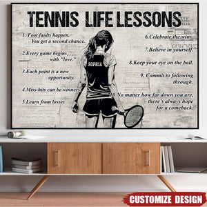 Personalized Tennis Life Lessons Poster- Gift For Tennis Lovers