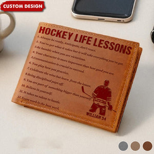 Personalized Hockey Leather Wallet - Gift Hockey Lovers