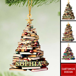 Personalized Christmas Book Tree Ornament - Gift For Book Lover - 2024 New Release