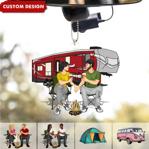 Camping Couple Making Memories One Campsite At A Time Personalized Car Ornament-Gift For Couple