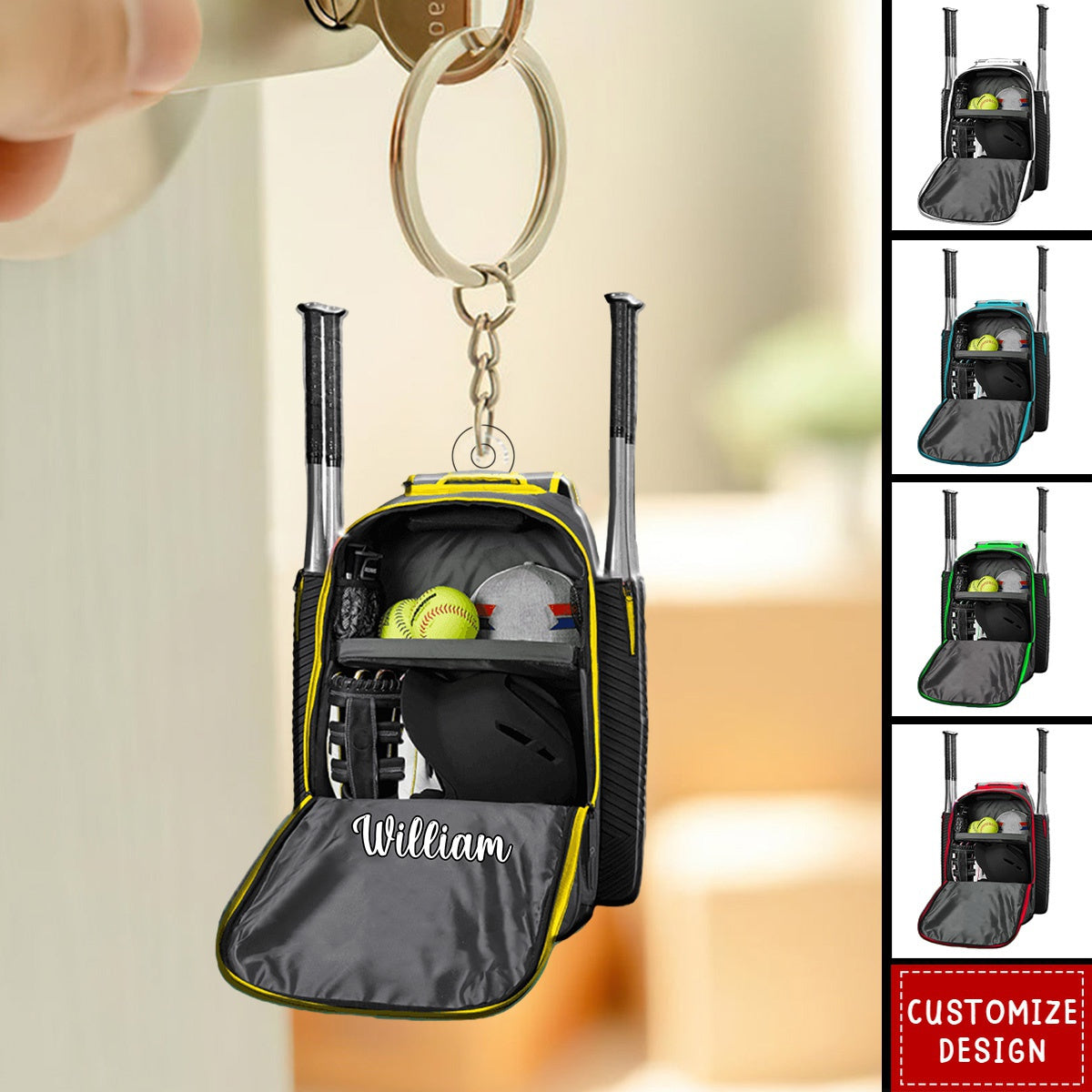 2024 New Release - Personalized Softball Backpack Acrylic Keychain