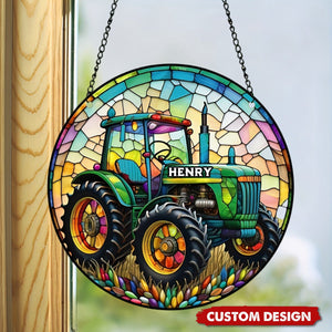 Tractor Personalized Window Hanging Ornament Suncatcher