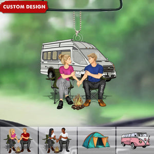 Camping Couple Making Memories One Campsite At A Time Personalized Car Ornament-Gift For Couple