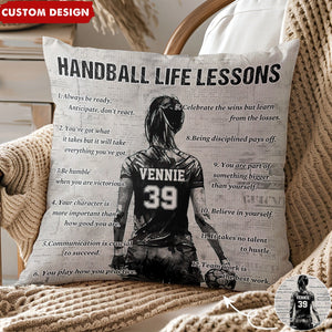 Personalized Handball Life Lessons Pillow-Gift For Handball Lovers