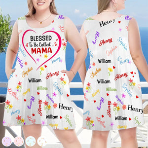 Blessed To Be Called Grandma Nana - Personalized Sleeveless Tank Dress