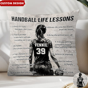 Personalized Handball Life Lessons Pillow-Gift For Handball Lovers