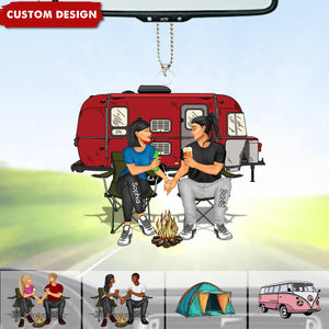 Camping Couple Making Memories One Campsite At A Time Personalized Car Ornament-Gift For Couple