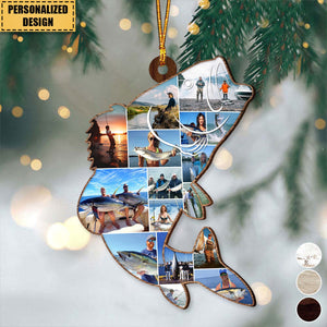 Fishing Photo Collage Personalized Ornament - Gift For Fishing Lovers