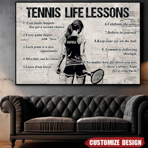 Personalized Tennis Life Lessons Poster- Gift For Tennis Lovers