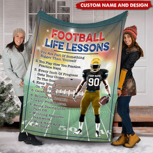 American Football Life Lessons Custom Blanket Gift For Football Player Football Lovers