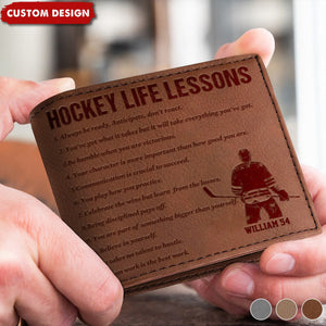 Personalized Hockey Leather Wallet - Gift Hockey Lovers